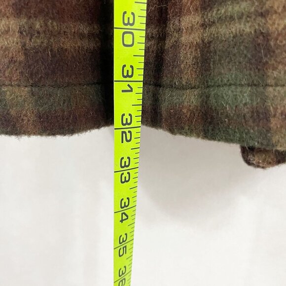 Goode Rider Brown & Green Plaid Double Breasted Coat Jacket Wool - Size Small - Picture 7 of 7